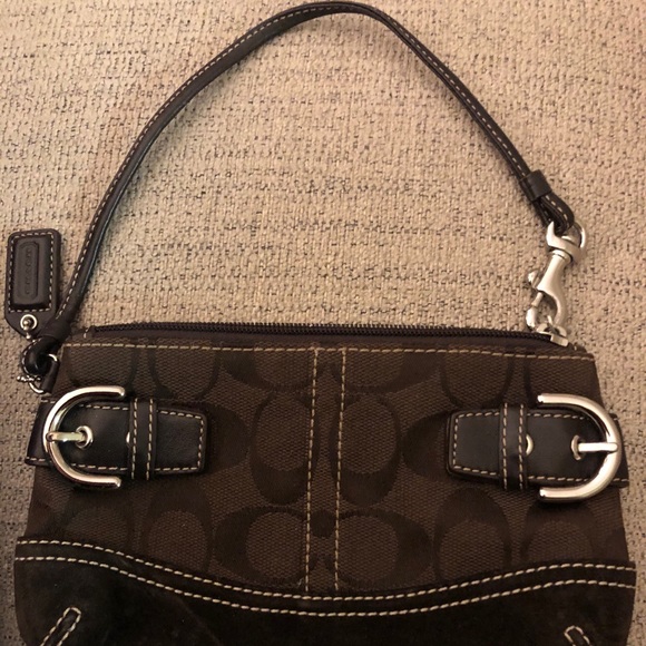 Coach Handbags - Coach Brown Suede Wristlet